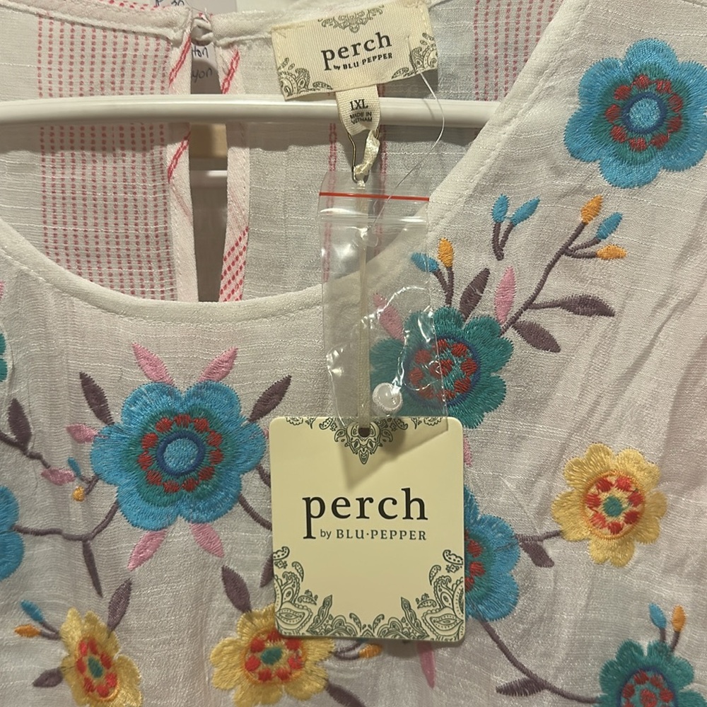 96. Perch by Blu Pepper Pink Striped Dress with Floral Embroidery - Picture 5 of 6